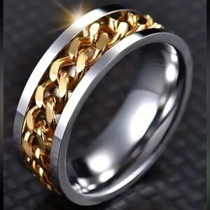 NWT Men's Stainless Steel Chain Spinner Ring